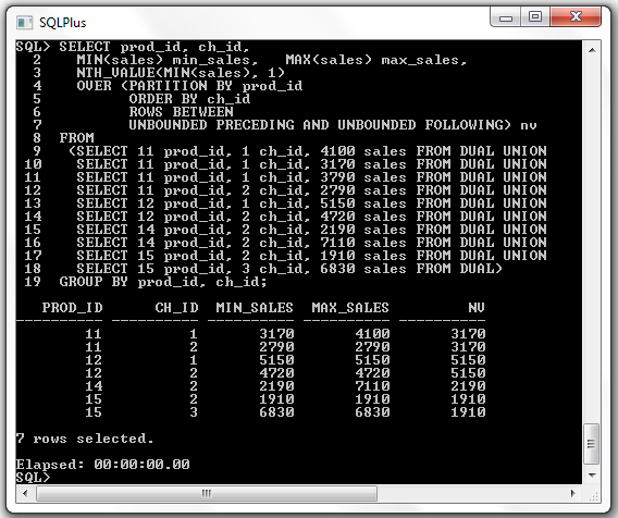 Nth Value Output for channel_id 1