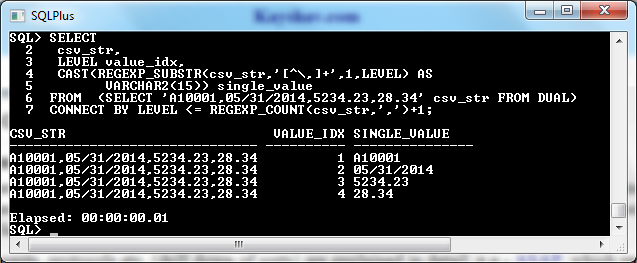 Oracle REGEXP_SUBSTR table data load