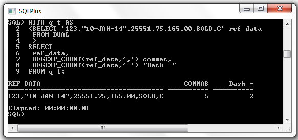 Oracle 11g REGEXP_COUNT output