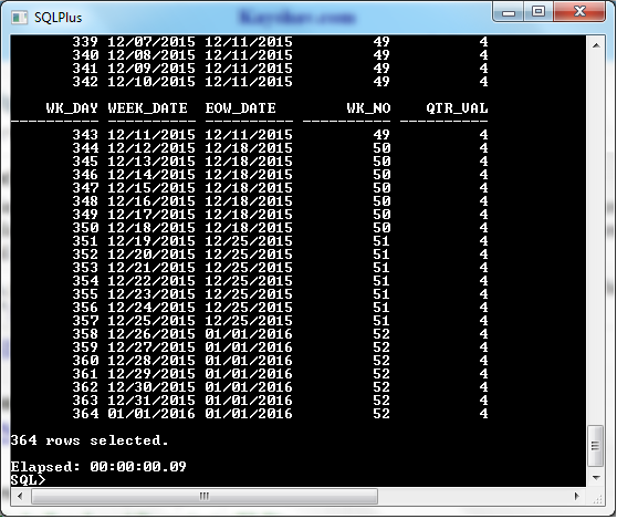 Calendar Date Creation Query
