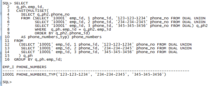 Cast Multiset Function