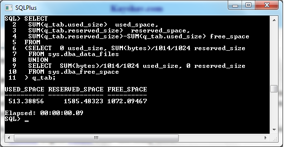 DBA Free Space Details