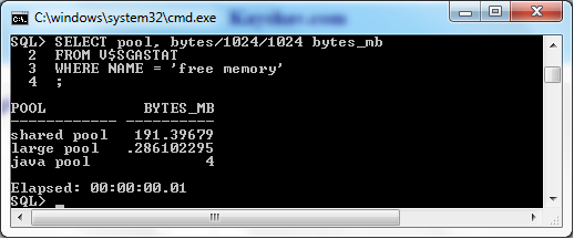 Listing of SGA Free memory