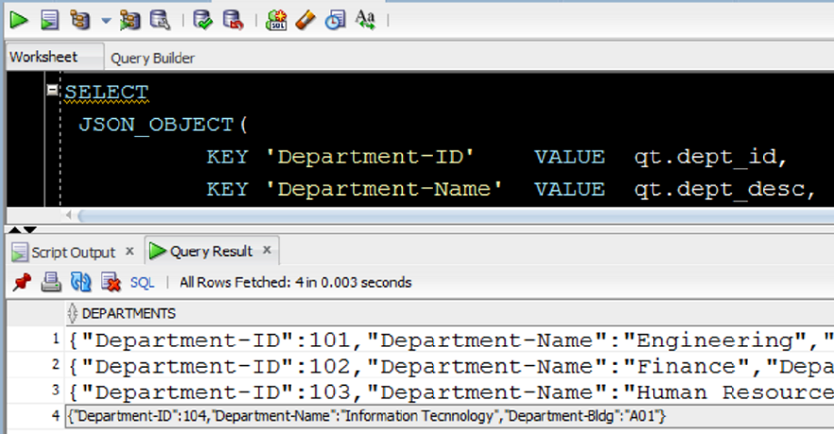 Json Object Dept