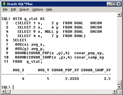 Oracle Covar_Pop, Covar_Samp Analysis With Null value data