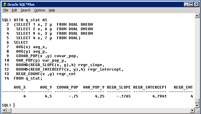 Oracle Regression - Slope, Intercept Analysis