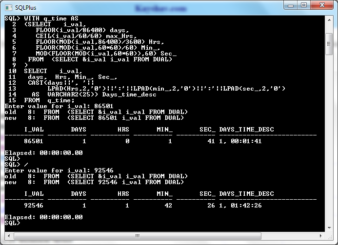 Time Description output