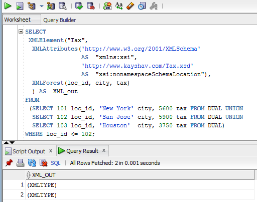 XMLElement - XMLType Output